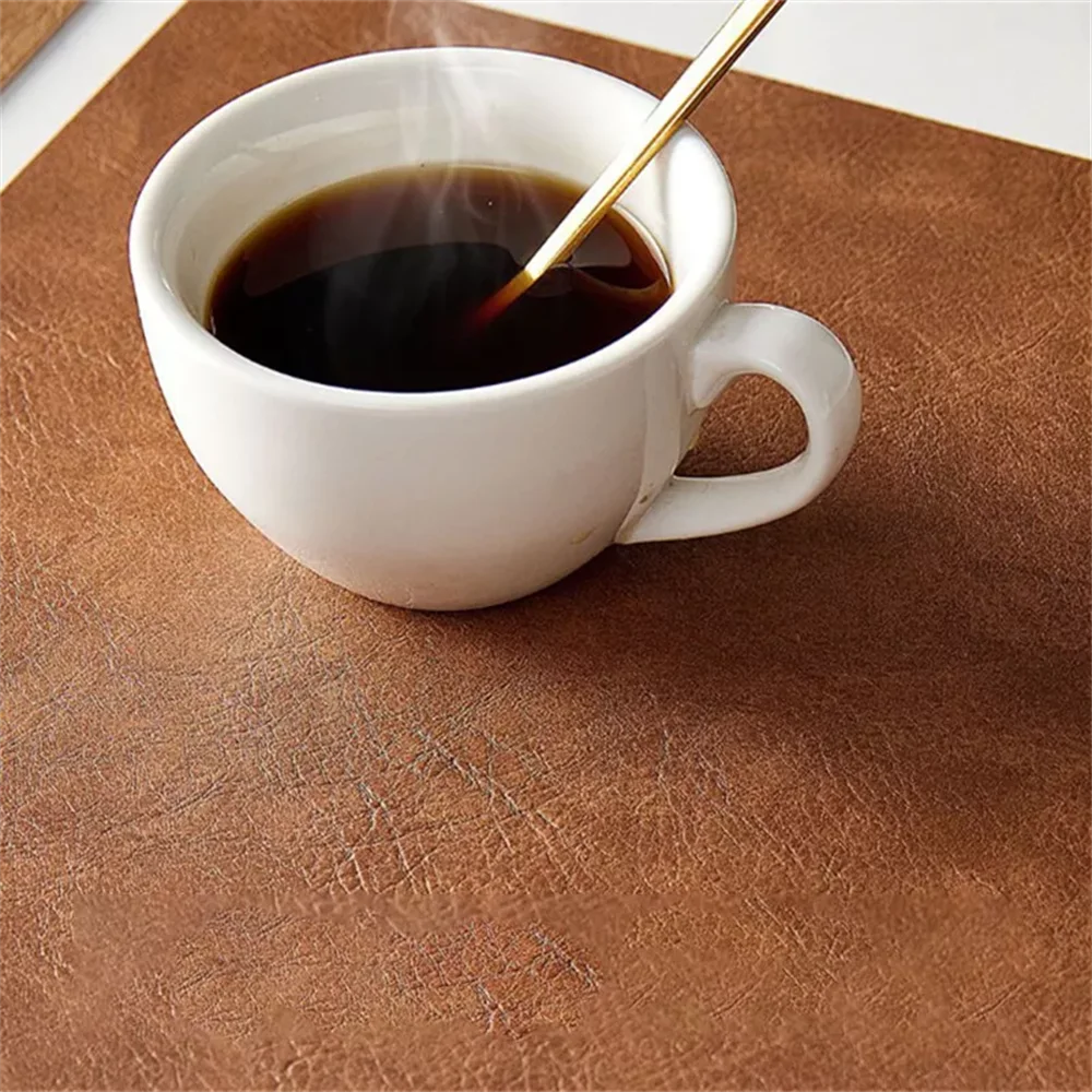 Faux Leather Placemats Set of 1/4/6pcs ,Heat Resistant Non-Slip Waterproof,Double-Sides,Kitchen Dining PU Table Place Mats