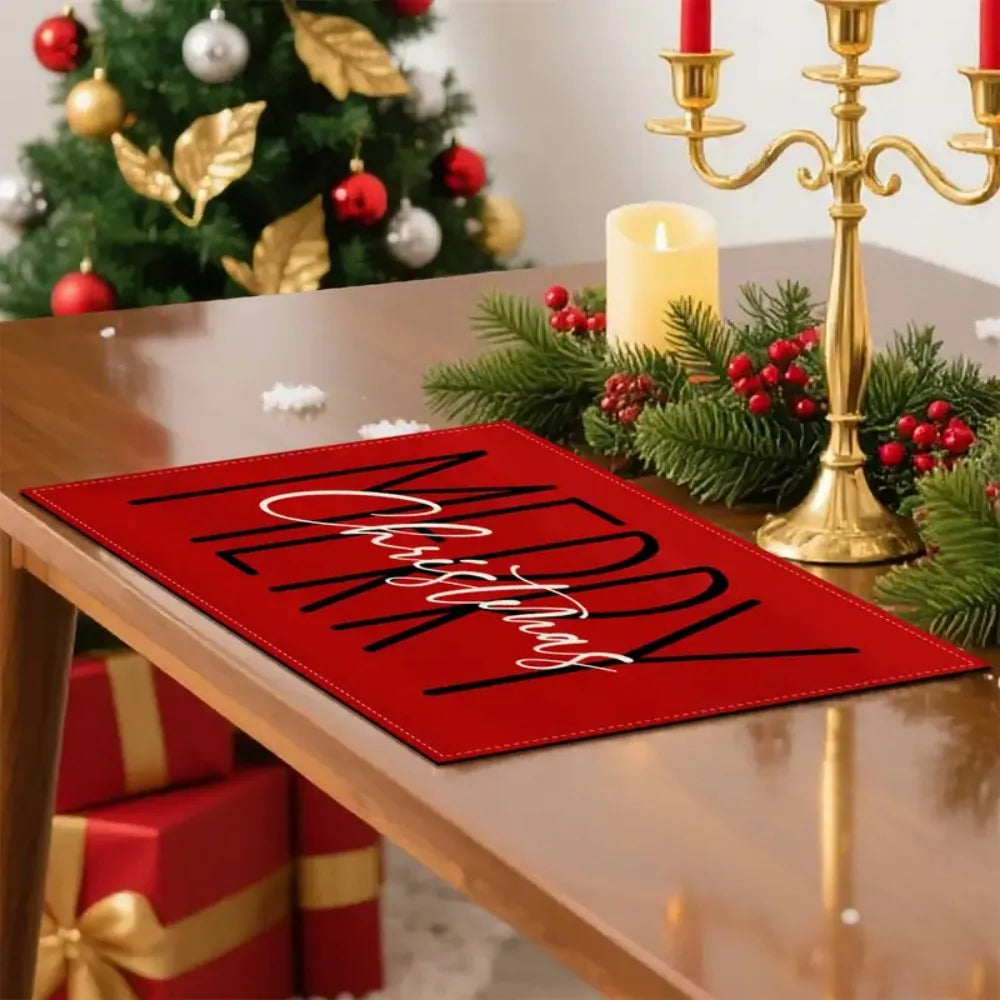 VIKAMA Merry Christmas! Linen placemats and anti-stain tabletop placemats are suitable for party kitchens and restaurants