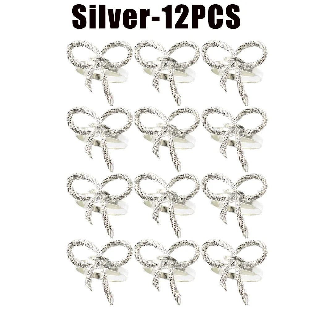 Alloy Bow Tie Napkin Rings Elegant Table Decor for Wedding Banquet Dinner Parties Reusable Metal Holders Gatherings Accessories