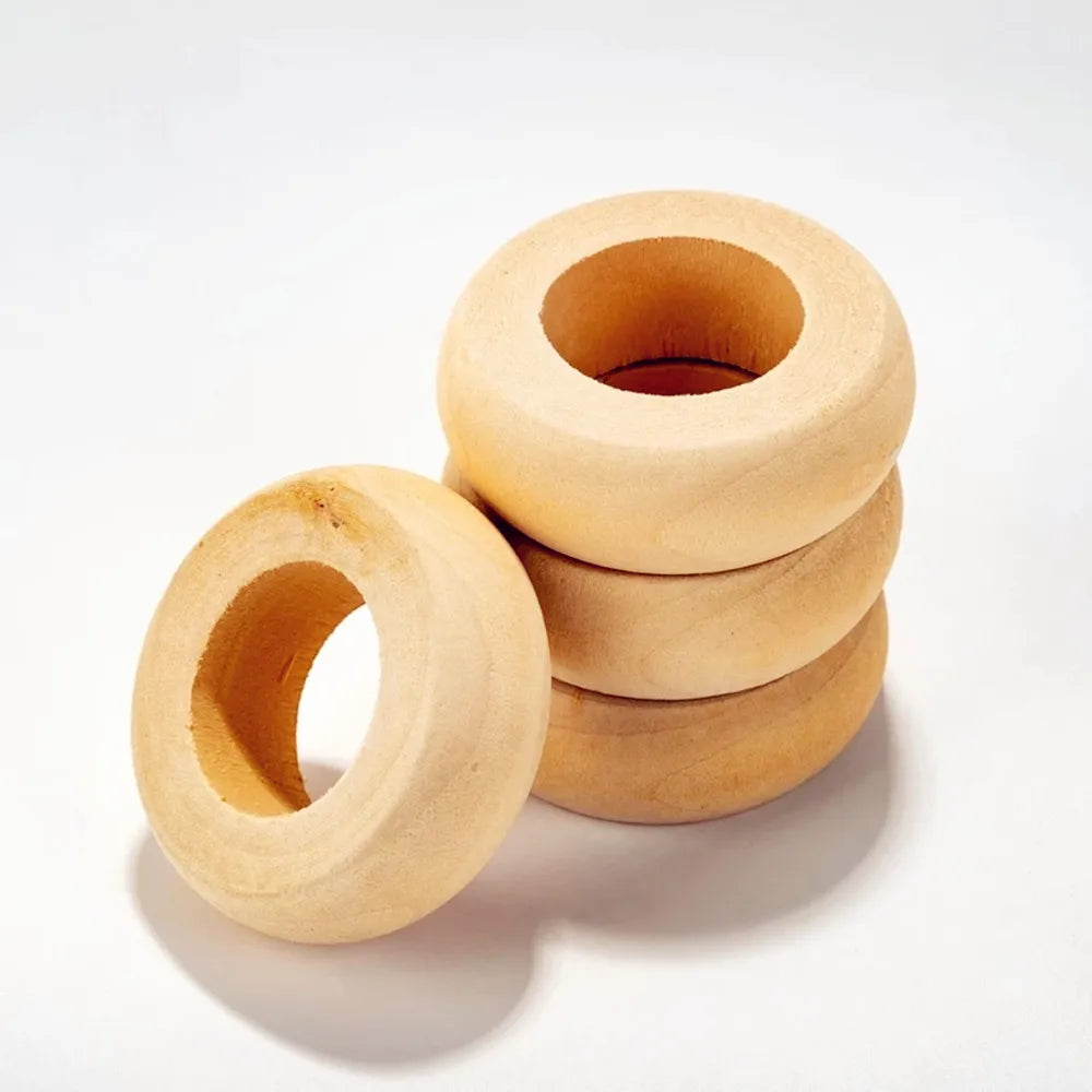 Natural Wooden Serviette Holders Napkin Rings Set Round Serviette Rings Bulk for Party Decoration Dining Table Family 10 Pcs