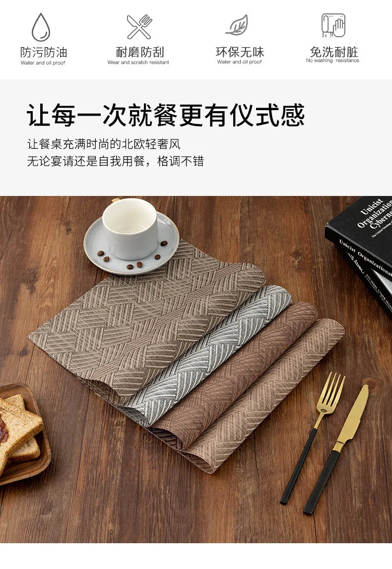 2/4/6PCS Placemats Dining Table Placemats Durable Washable Wipeable PVC Table Mats Pads for Hotel Banquet Party Home Decoration