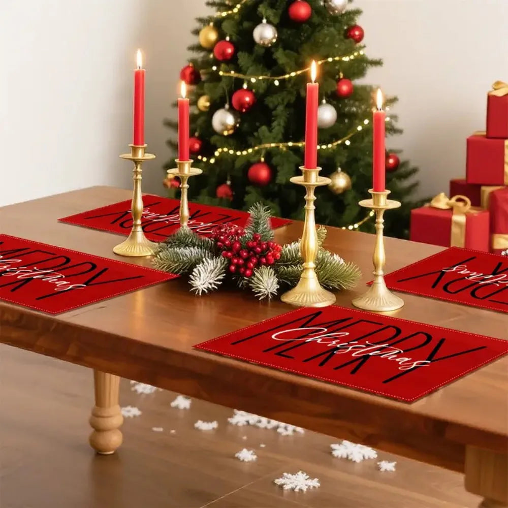 VIKAMA Merry Christmas! Linen placemats and anti-stain tabletop placemats are suitable for party kitchens and restaurants