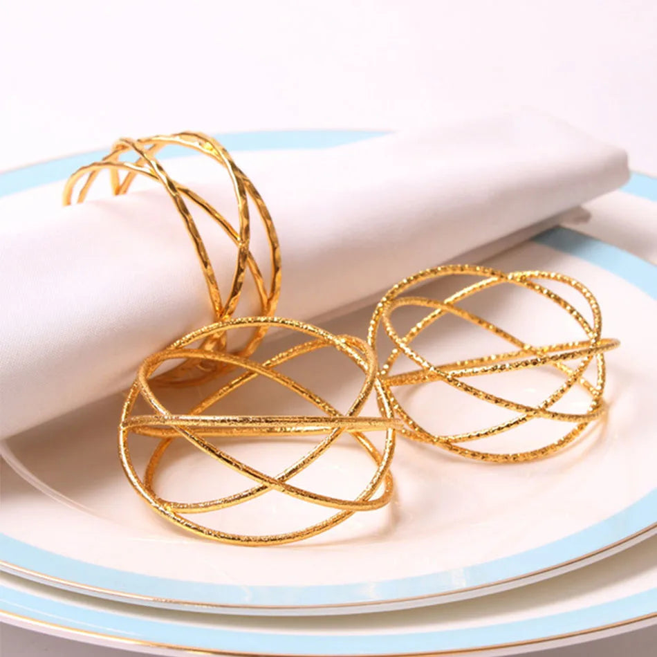 4PCS Metal Napkin Rings,Simple Ring Models Napkin Buckle, Wedding Napkin Holder,for Dining Room Family Dinner Table Decor