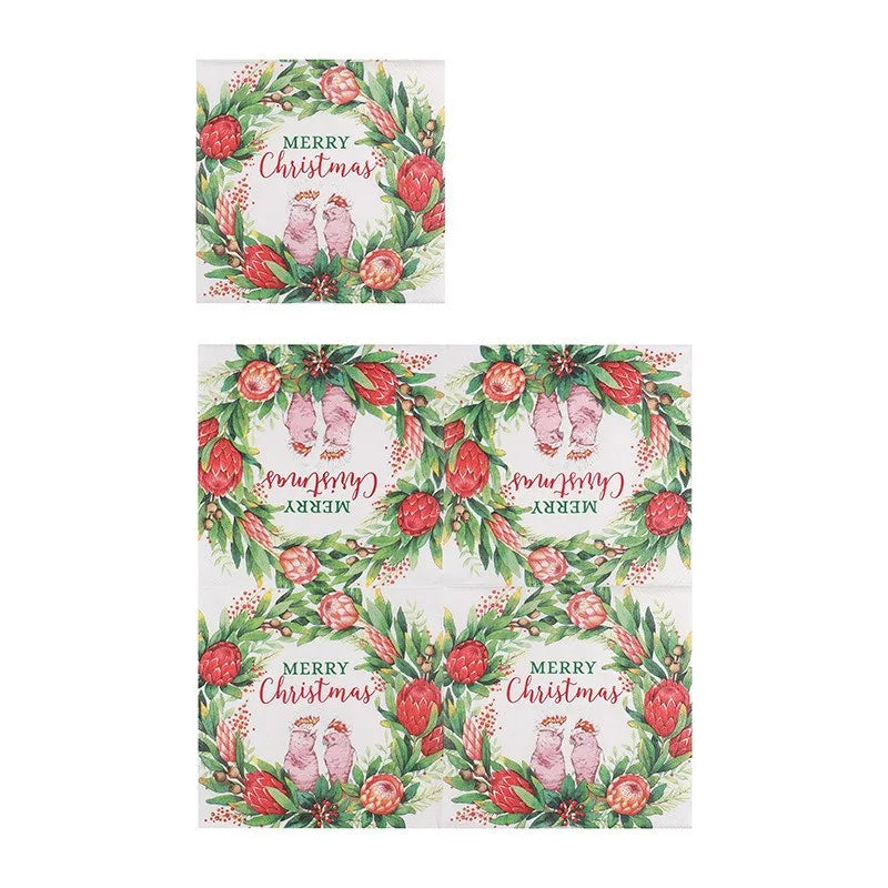 20Pcs/pack 33x33cm Christmas Series Printed Paper Disposable Table Dinner Napkin Tissues Xmas Party Decoration
