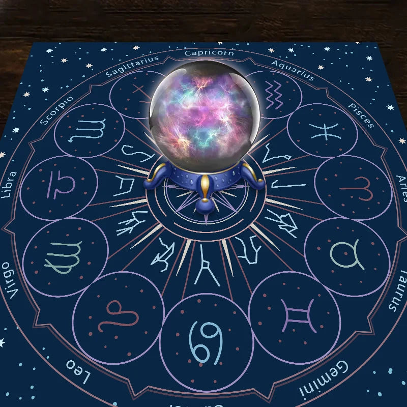 1pc Tarot card tablecloth, twelve constellations divination, starry sky altar cloth, Tarot card game decoration tablecloth